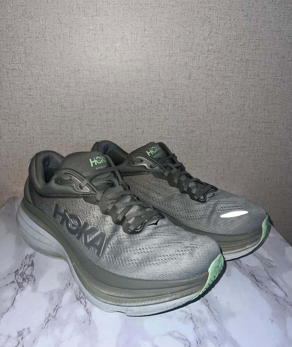 Hoka One One Men's Bondi 8 Running Shoes Olive Haze/Mercury Size 11